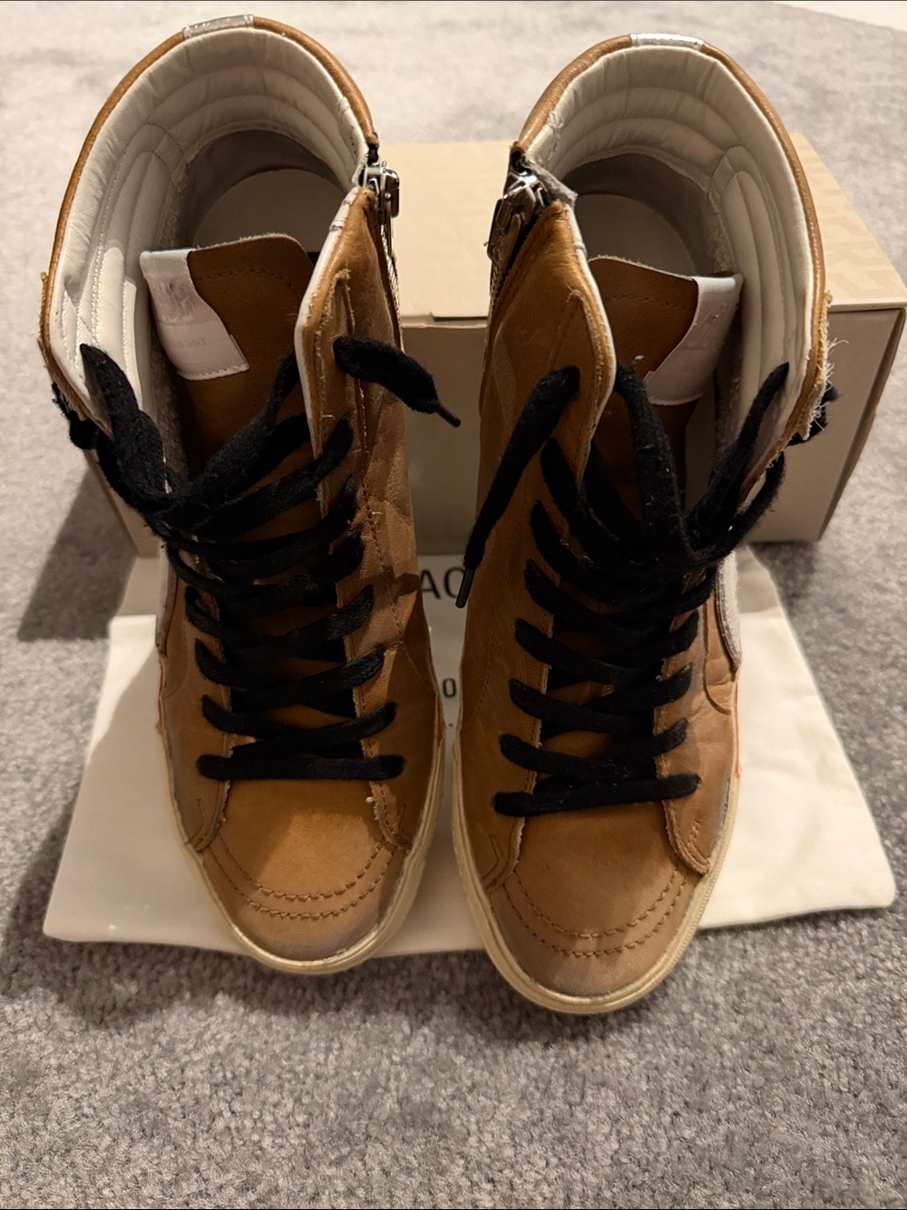 Golden Goose Leather Slide High-Top Sneakers with White Star Stripe AUTHENTIC - Picture 15 of 15